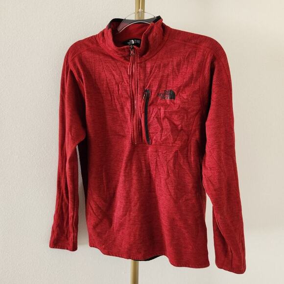 The North Face Mens 1/4 ZIp Fleece Pullover Size Medium Red Black - Picture 1 of 5
